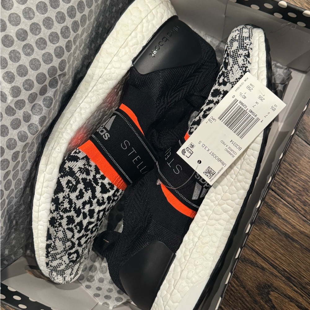 Stella McCartney x adidas ultra boost X 3.D. leopard US 8.5 women’s black white